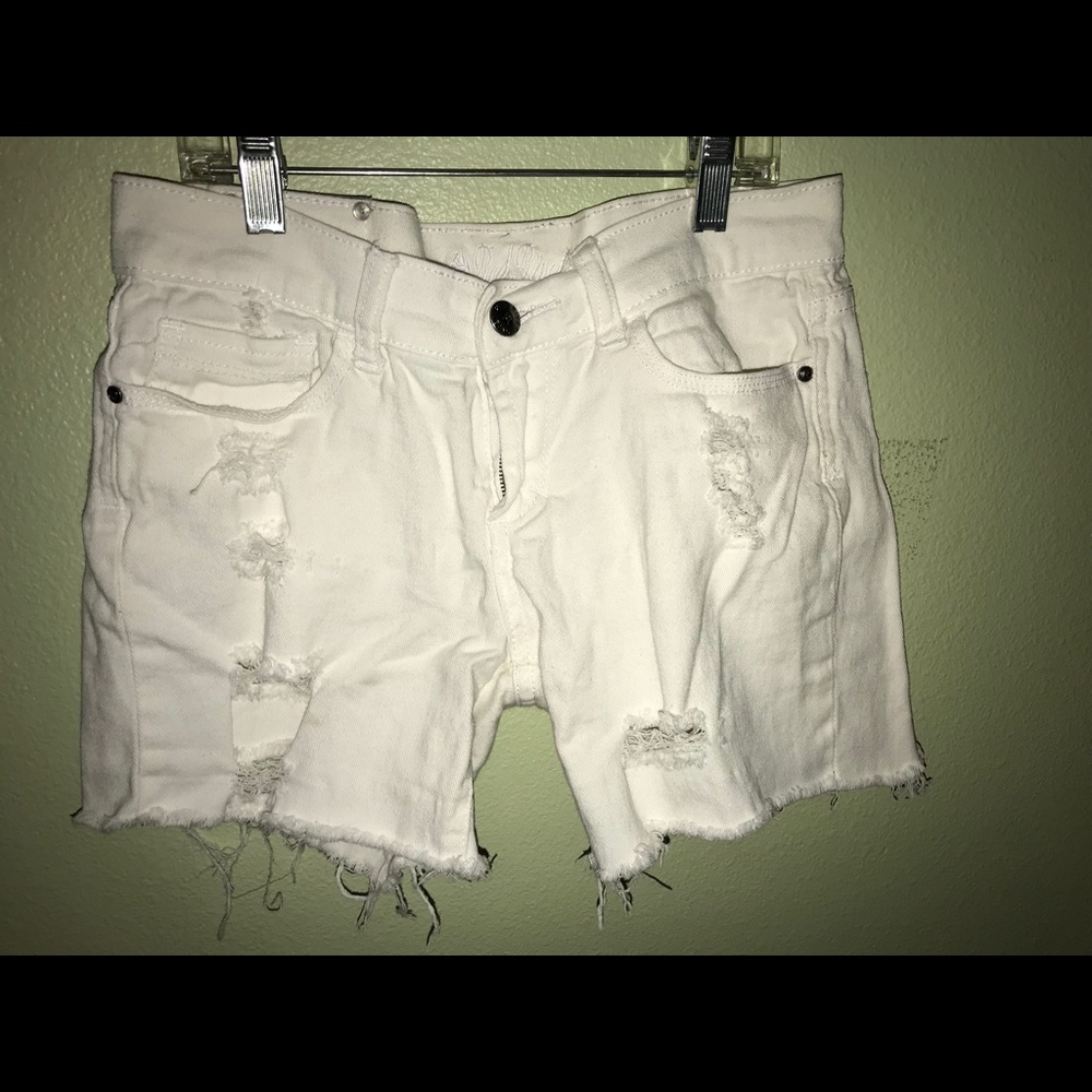 White Denim Ripped Shorts